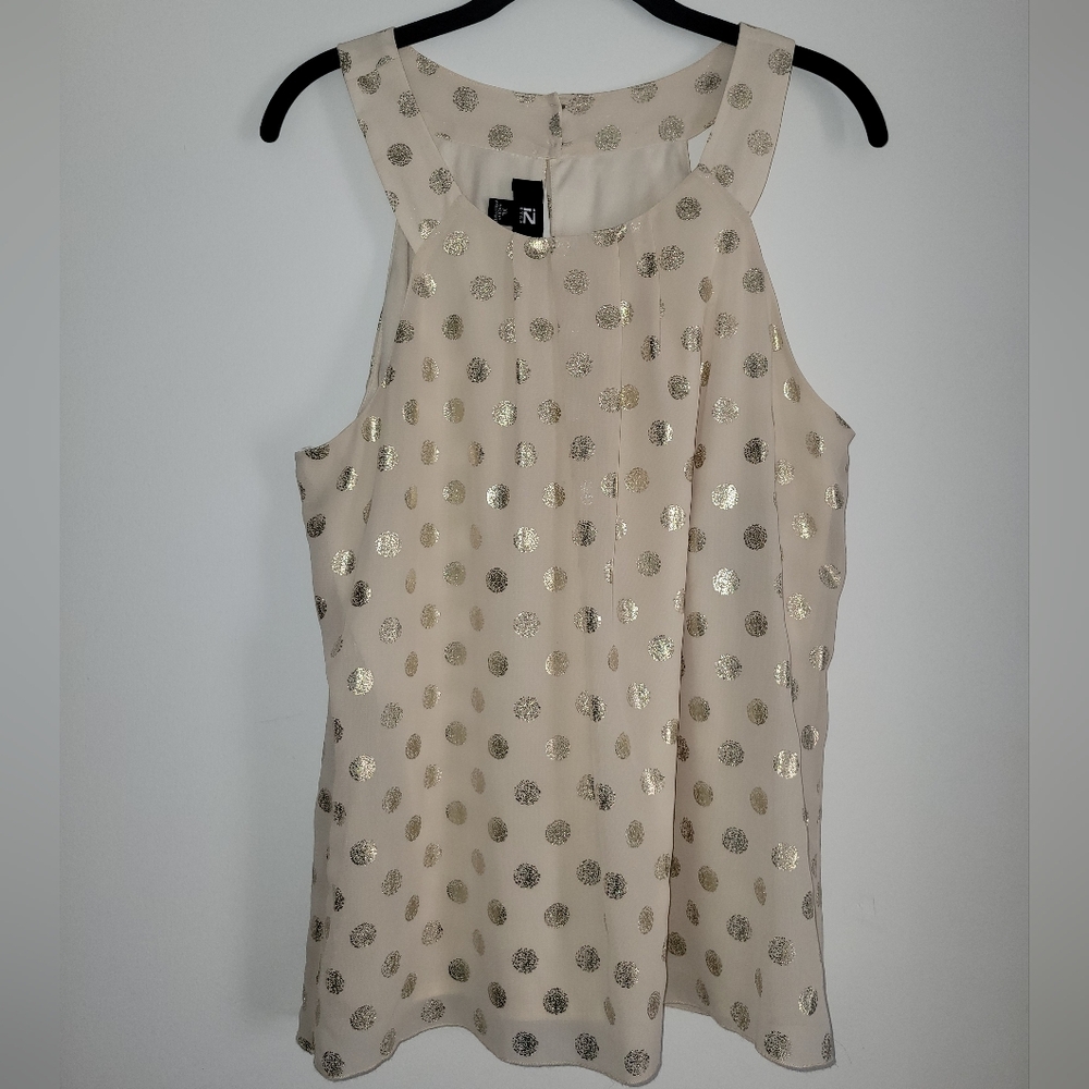Iz Byer Cream Sequin Tank Top